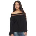 Women's Rock & Republic&reg; Mesh Off-the-shoulder Top, Size: Large, Black