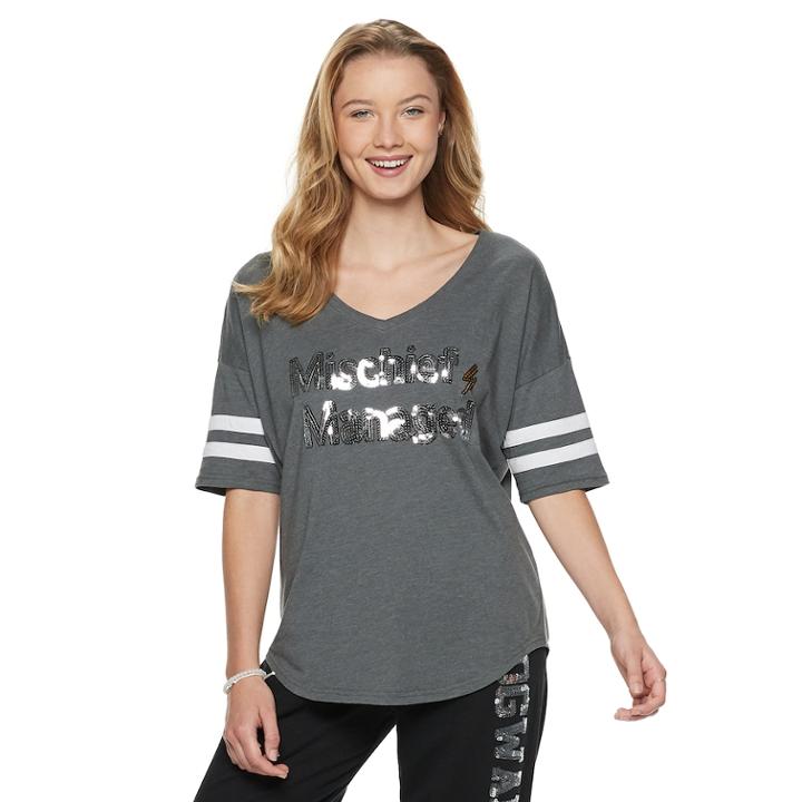 Juniors' Harry Potter Mischief Managed Football Graphic Tee, Teens, Size: Large, Grey