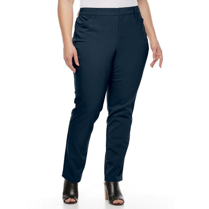 Plus Size Gloria Vanderbilt Haven Microtech Straight-leg Pants, Women's, Size: 18w Short, Blue