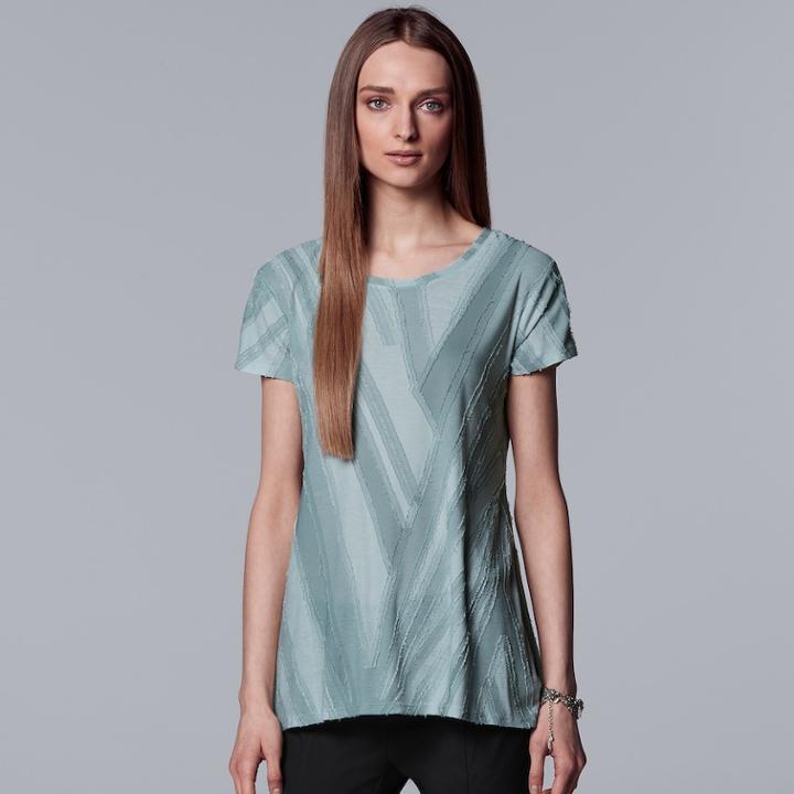 Women's Simply Vera Vera Wang Essential Textured Tee, Size: Xl, Light Blue