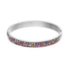 Confetti Stainless Steel Crystal Hinged Bangle Bracelet, Women's, Multicolor