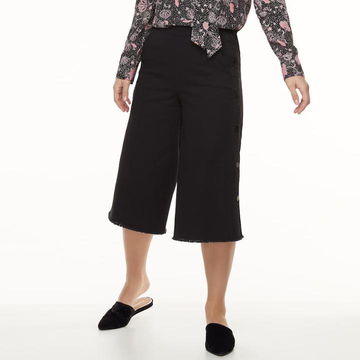 K/lab Side-button Denim Culottes, Kids Unisex, Size: Xs, Black