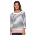 Women's Caribbean Joe Striped Crewneck Sweater, Size: Large, Pink Other