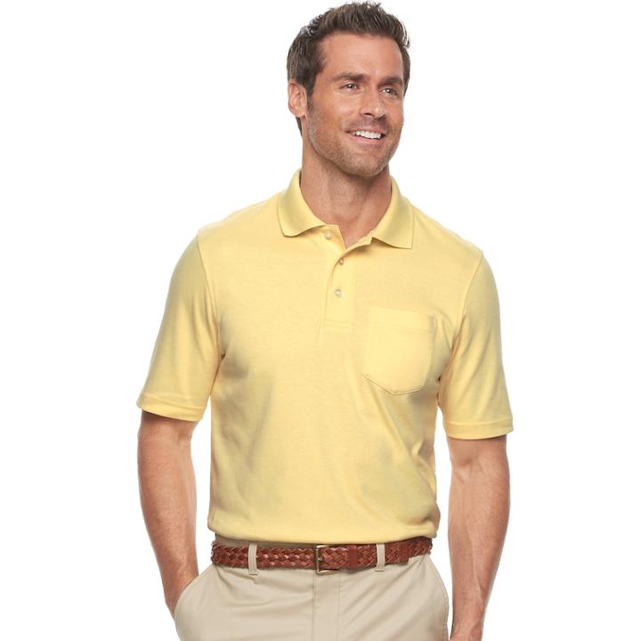 Men's Croft & Barrow&reg; Classic-fit Easy-care Interlock Pocket Polo, Size: Small, Med Yellow