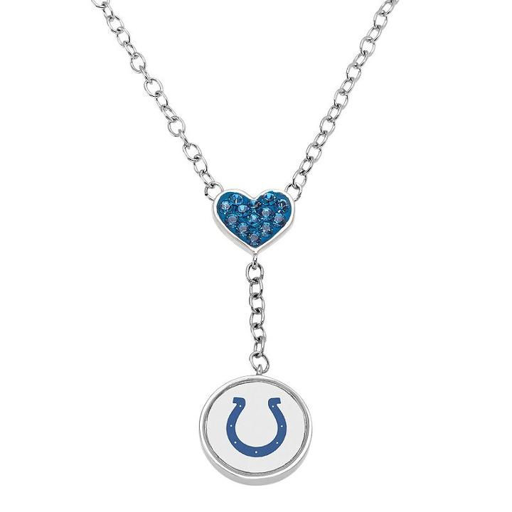 Indianapolis Colts Crystal Heart & Logo Y Necklace, Women's, Blue