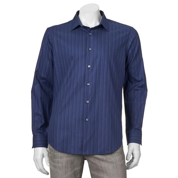 Men's Apt. 9&reg; Modern-fit Patterned Button-down Shirt, Size: Medium, Blue