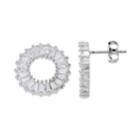 Starlight Silver Plated Cubic Zirconia Openwork Circle Stud Earrings, Women's, White