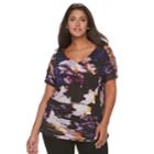 Plus Size Jennifer Lopez Lace-up Cold-shoulder Tee, Women's, Size: 3xl, Oxford