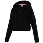 Women's Puma Cropped French Terry Hoodie, Size: Small, Black