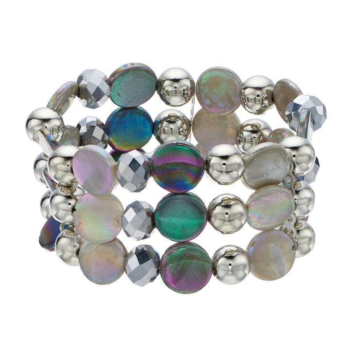 Bead Coil Bracelet, Women's, Grey