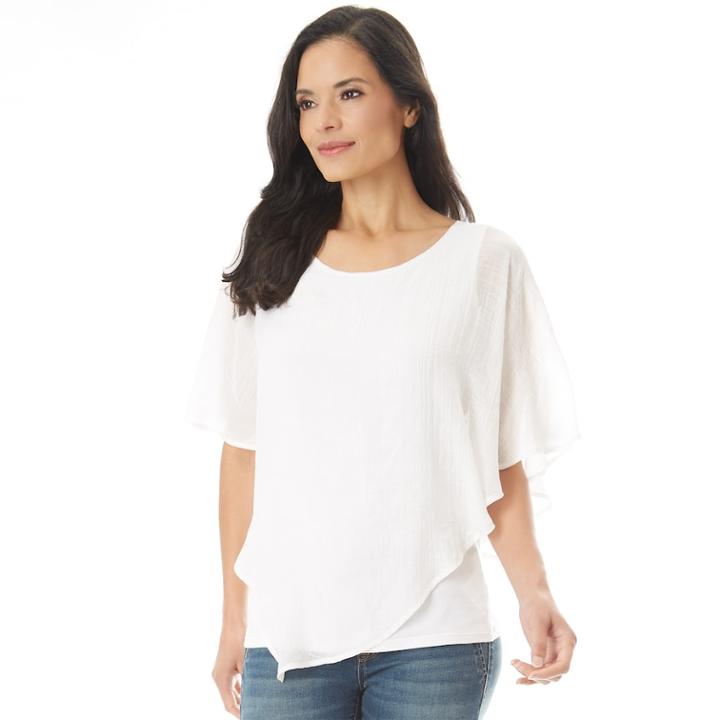Women's Apt. 9&reg; Crochet Popover Top, Size: Small, White
