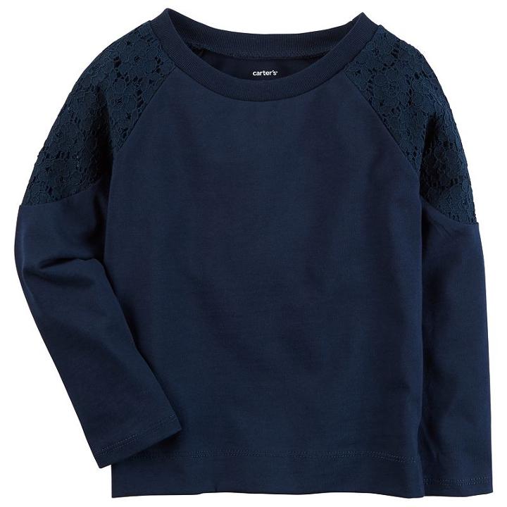 Girls 4-8 Carter's Lace Shoulder Tee, Size: 7, Blue