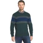 Men's Izod Regular-fit Striped Wool-blend Crewneck Sweater, Size: Large, Dark Green