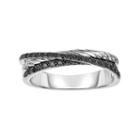 Sterling Silver 1/4 Carat T.w. Black Diamond Crisscross Ring, Women's, Size: 7