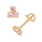 14k Gold Pink Cubic Zirconia Cluster Stud Earrings - Kids, Girl's
