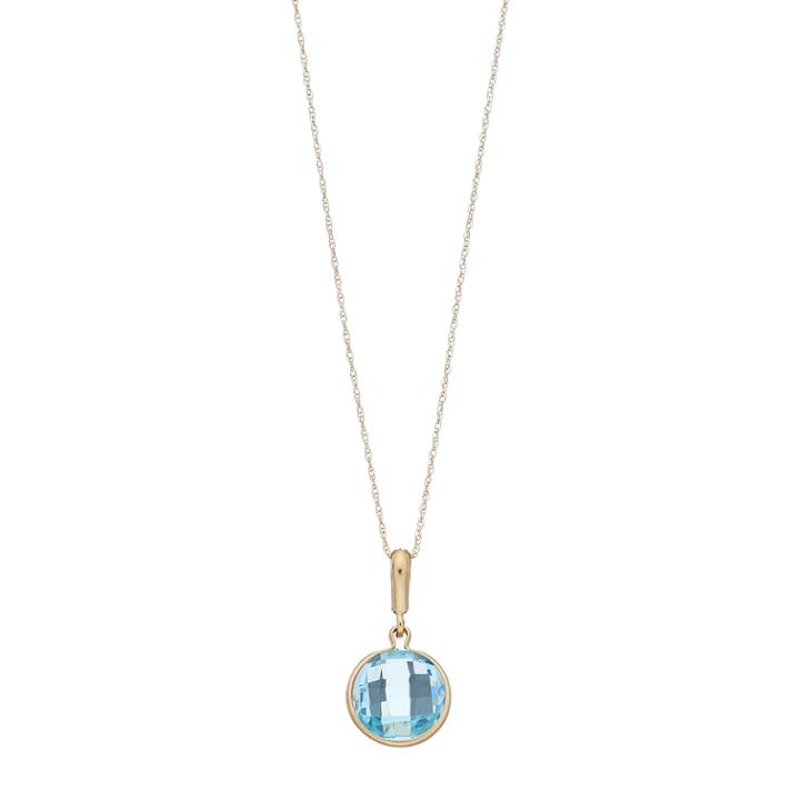 10k Gold Sky Blue Topaz Pendant Necklace, Women's