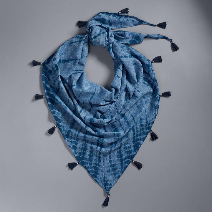 Simply Vera Vera Wang Tie-dyed Tassel Triangle Scarf, Women's, Blue Other
