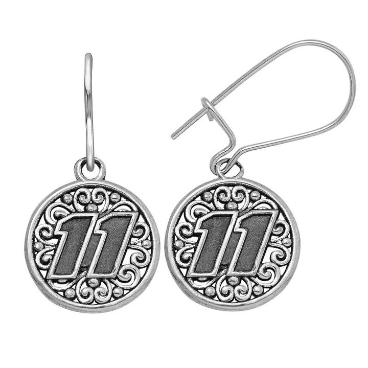 Insignia Collection Nascar Denny Hamlin Stainless Steel 11 Drop Earrings, Women's, Grey