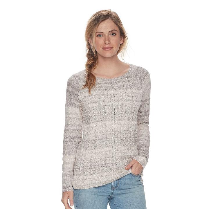 Women's Sonoma Goods For Life&trade; Cable-knit Crewneck Sweater, Size: Xs, White Oth