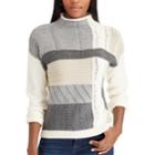 Women's Chaps Patchwork Mockneck Sweater, Size: Xs, White