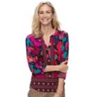 Women's Dana Buchman Knit Henley Top, Size: Small, Dark Pink