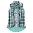 Girls 7-16 Miss Chievous Plaid Shirt & Graphic Tank Set, Girl's, Size: Large, Green Oth