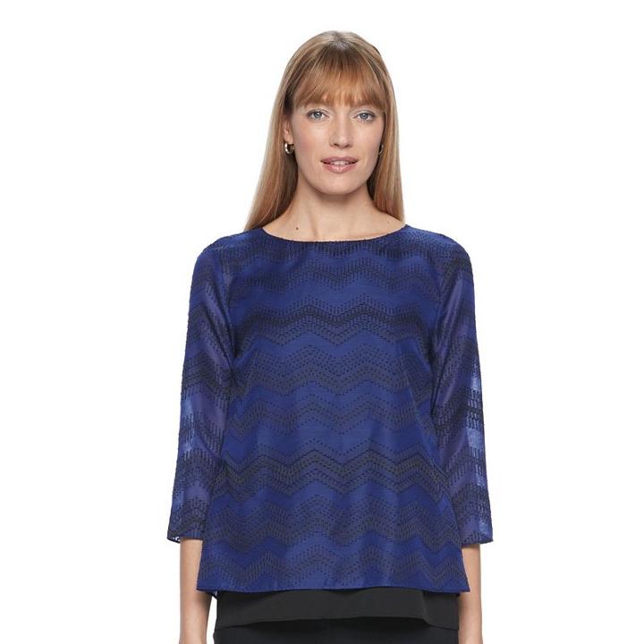 Women's Dana Buchman Split-back Layered Top, Size: Xs, Dark Blue