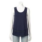 Women's Sonoma Goods For Life&trade; Embroidered Fringe Tank, Size: Xl, Blue (navy)