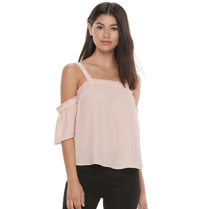 Juniors' Candie's&reg; Solid Off The Shoulder Top, Teens, Size: Xs, Brt Pink