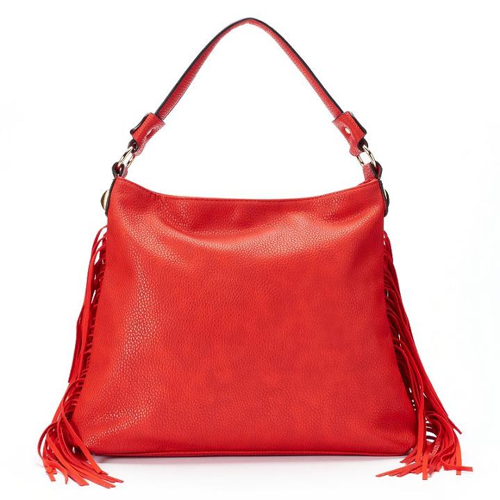 Mellow World Beatrix Slouchy Fringed Hobo, Women's, Red