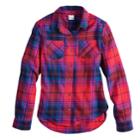 Girls 7-16 & Plus Size Mudd&reg; Flannel Long Sleeve Shirt, Size: 14, Med Red