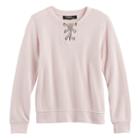Girls 7-16 Sugar Rush Lace-up Neck Sweatshirt, Size: Large, Light Pink