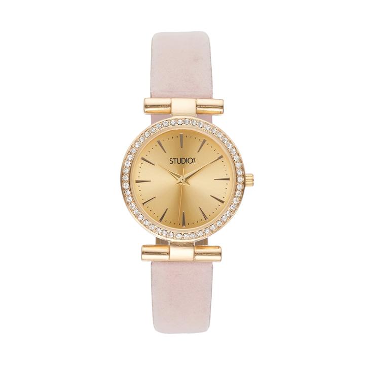 Studio Time Women's Crystal Leather Watch, Size: Medium, Pink