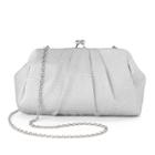 Lenore By La Regale Pleated Satin Jacquard Pouch Clutch, Women's, Silver