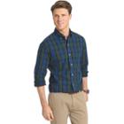 Men's Izod Classic-fit Plaid No-iron Button-down Shirt, Size: Large, Brt Blue