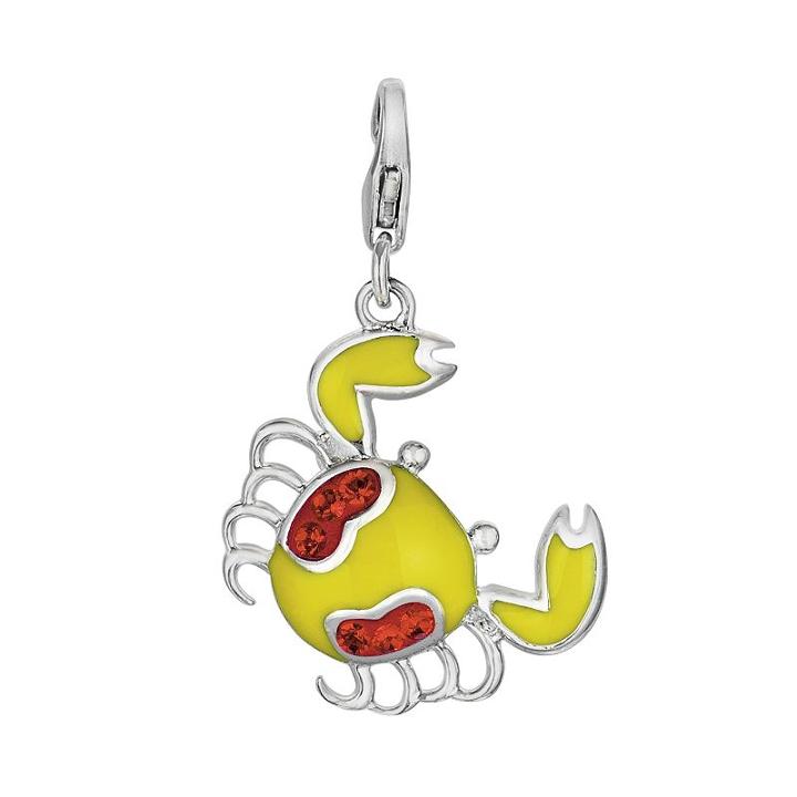 Sterling Silver Crystal Crab Charm, Women's, Orange