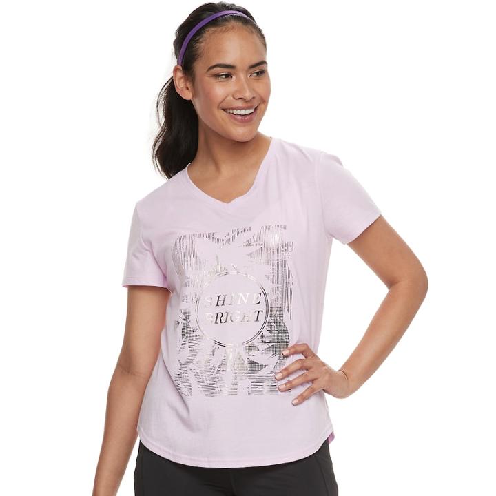 Women's Petite Tek Gear&reg; Core Short Sleeve Tee, Size: L Petite, Lt Purple