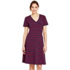 Women's Izod Striped Faux-wrap Dress, Size: Medium, Dark Red