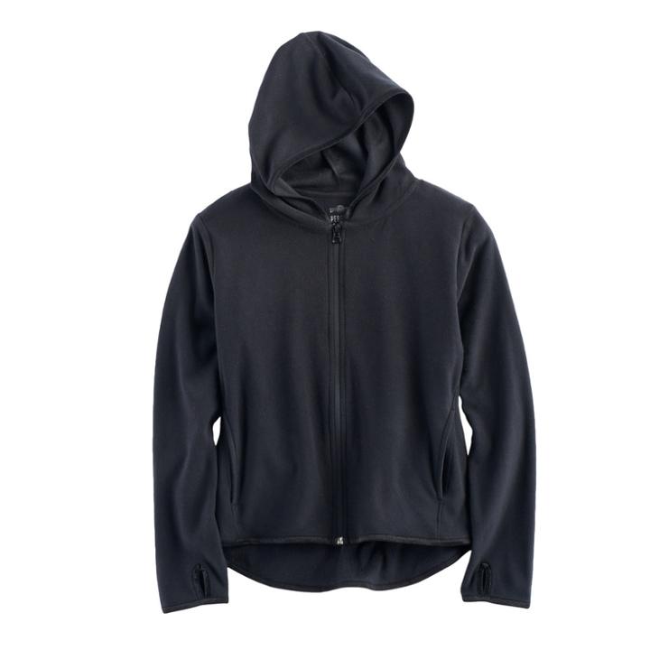 Girls 7-16 & Plus Size So&reg; Full Zip Microfleece Hoodie, Size: 18 1/2, Black