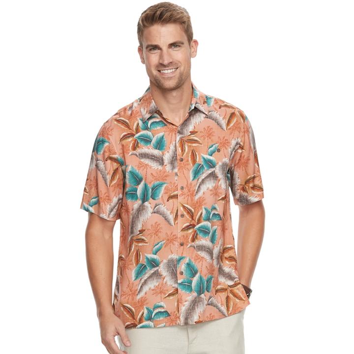 Men's Batik Bay Classic-fit Tropical Soft Touch Pocket Button-down Shirt, Size: Medium, Brt Red