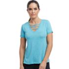 Women's Balance Collection Riley Strappy V-neck Tee, Size: Medium, Turquoise/blue (turq/aqua)