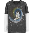 Boys 4-12 Carter's Space Moon Astronaut Mock Layer Graphic Tee, Size: 8, Dark Gray