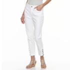 Women's Caribbean Joe Slim Button Hem Jeans, Size: 8, Natural