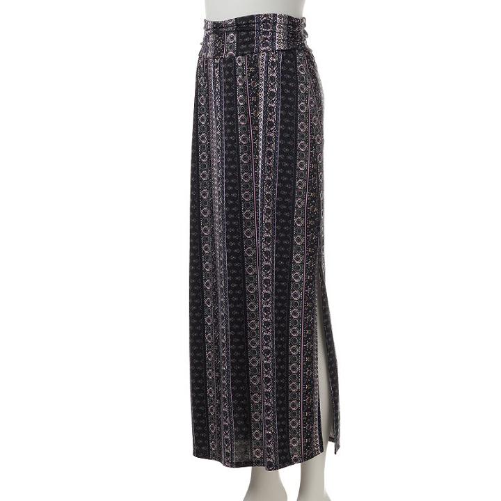 Women's Studio 253 Print Maxi Skirt, Size: Large, Dark Pink