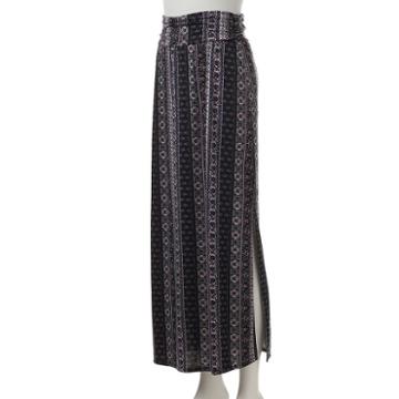Women's Studio 253 Print Maxi Skirt, Size: Large, Dark Pink