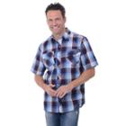 Men's Dickies Plaid Button-down Shirt, Size: Small, Blue (navy)