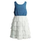 Girls 7-16 Mackenzie X Emily West Chambray Ruffled Chiffon Dress, Girl's, Size: 16, White Oth