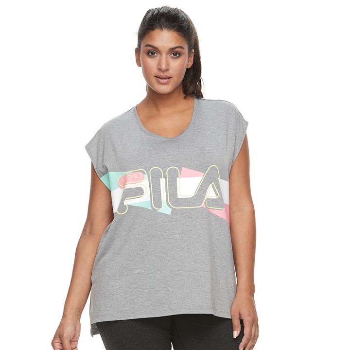 Plus Size Fila Sport&reg; Step Hem Graphic Muscle Tee, Women's, Size: 2xl, Grey