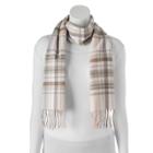 Softer Than Cashmere Chevron Plaid Fringed Oblong Scarf, Women's, Natural