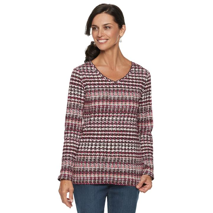 Women's Croft & Barrow&reg; Essential V-neck Top, Size: Xl, Dark Pink